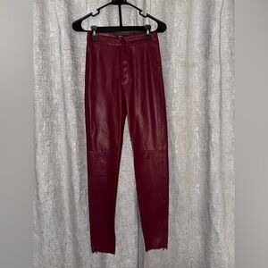Zara Burgundy Skinny Leather Pants